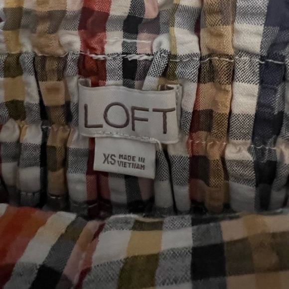 Ann Taylor Loft Crinkle Plaid Paperbag Tie Waist High Rise Shorts Sz XS - Picture 3 of 5